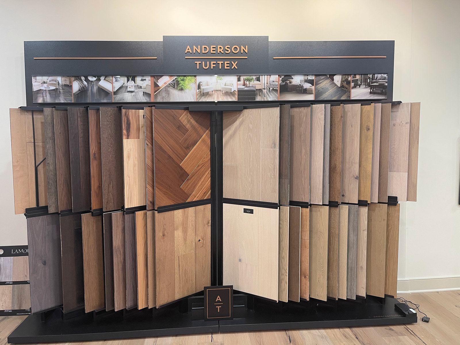 Anderson Tuftex wood flooring samples in the CIDC showroom