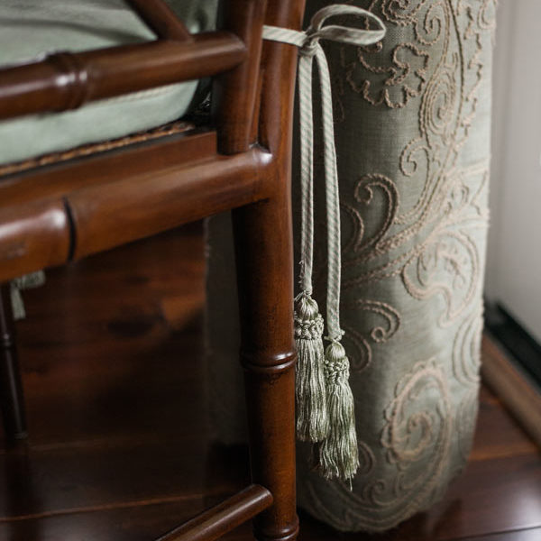 chair, pillow, drapery